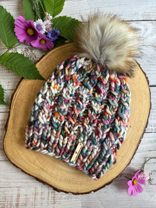 LUXURY*ADULT- Hand-Dyed 100% Merino Wool Knit Hat-Twirly Bird Beanie