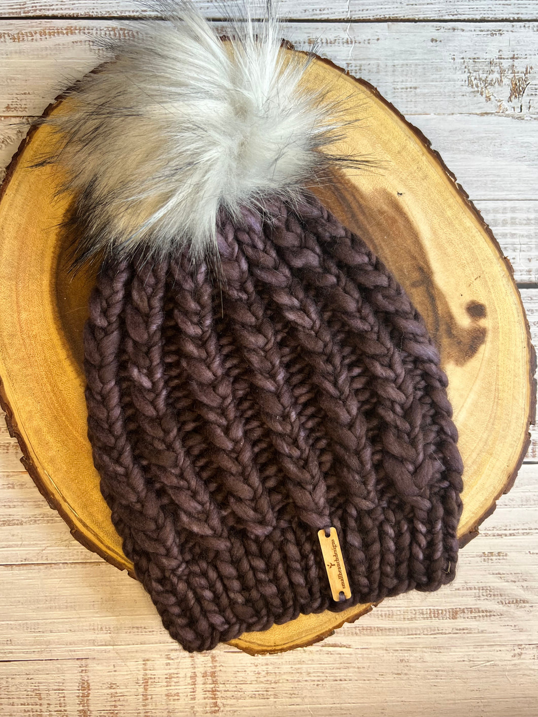 LUXURY*ADULT- Hand-Dyed 100% Merino Wool Knit Hat- Curlecue Beanie