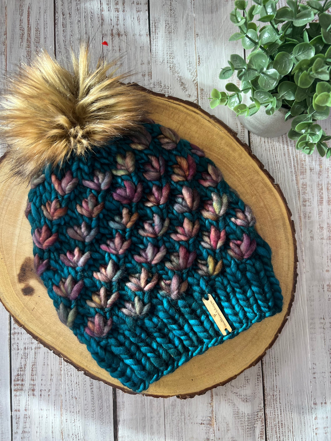 LUXURY*ADULT - Kettle Dyed 100% Merino Wool Knit Hat - Lotus Flower Beanie