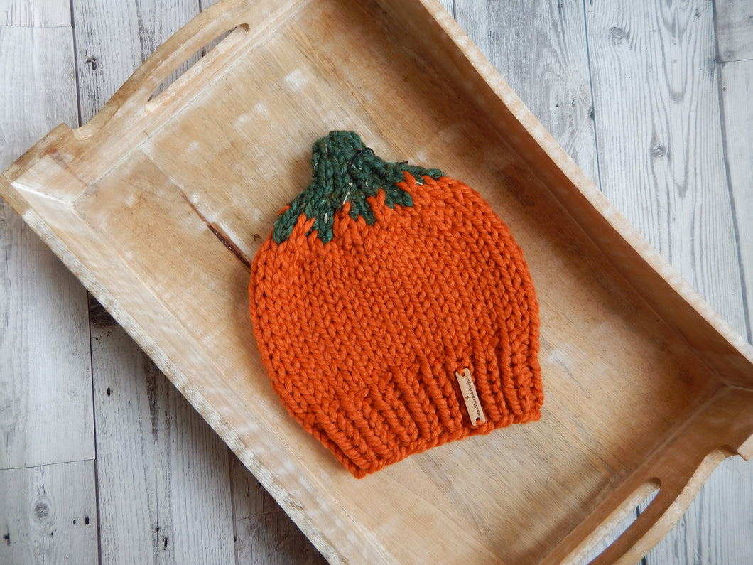 Child Size Knit Hat - Pumpkin