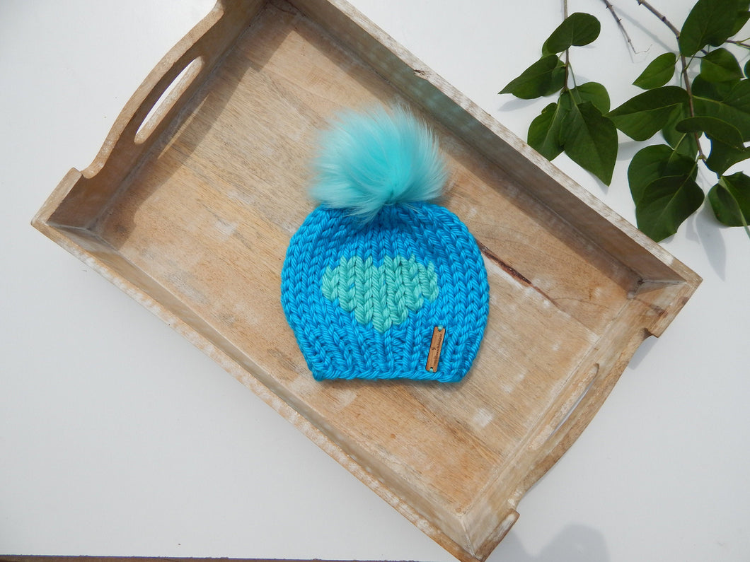 6-12 Month Knit Hat- Big Heart
