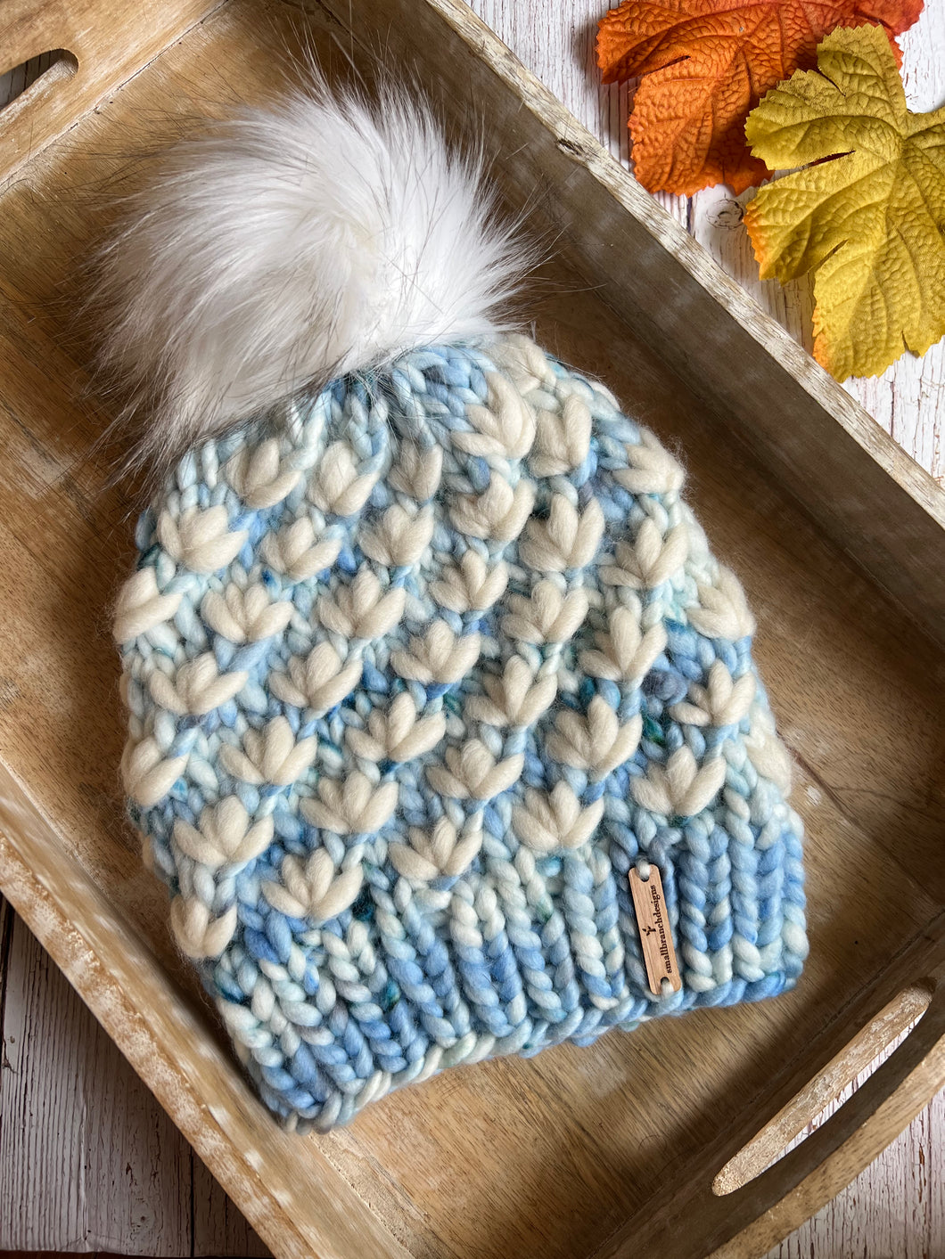 LUXURY*ADULT - Kettle Dyed 100% Merino Wool Knit Hat - Lotus Flower Beanie