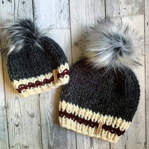 Mommy and Me Knit Hats - Dark Work Sock